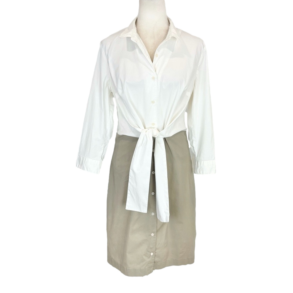 Tahari ivory and tan dress